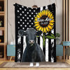 Joycorners Personalized Sunflowers & Cattle USA Flag Farm Blanket (10 Cattle Breeds)
