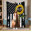 Joycorners Personalized Sunflowers & Cattle USA Flag Farm Blanket (10 Cattle Breeds)