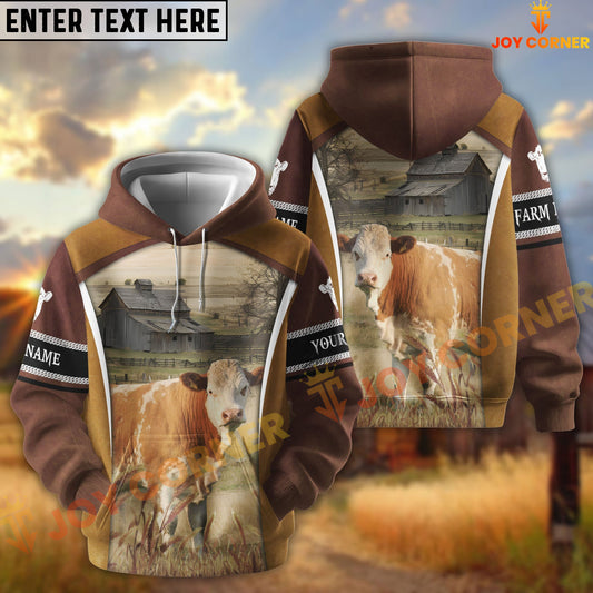 Joycorners Simmental Personalized Name and Farm Name Color Mixed 3D Hoodie