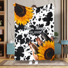 Joycorners Personalized Sunflowers & Cattle – Personalized Farmhouse Blanket (10 Cattle Breeds)