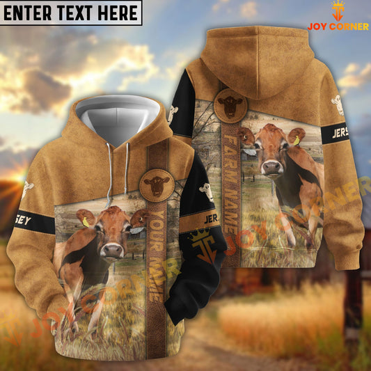 Joycorners Jersey Customize Name, Farm Name Brown Pattern Hoodie