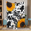 Joycorners Personalized Sunflowers & Cattle – Personalized Farmhouse Blanket (10 Cattle Breeds)