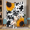 Joycorners Personalized Sunflowers & Cattle – Personalized Farmhouse Blanket (10 Cattle Breeds)