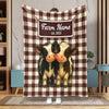Joycorners Personalized Adorable Twin Cows Cozy Blanket (10 Cattle Breeds)