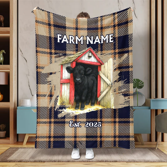 Joycorners Personalized Farm Name & Established Year Barn Door Blanket (10 Cattle Breeds)