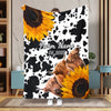 Joycorners Personalized Sunflowers & Cattle – Personalized Farmhouse Blanket (10 Cattle Breeds)