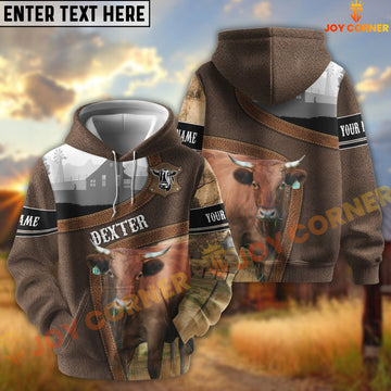 Joycorners Dexter Light Leather Pattern Personalized Name and Farm Name Color Mixed 3D Hoodie