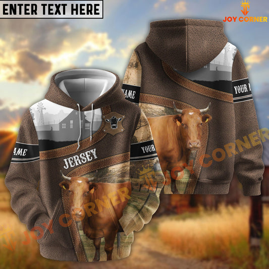 Joycorners Jersey Light Leather Pattern Personalized Name and Farm Name Color Mixed 3D Hoodie