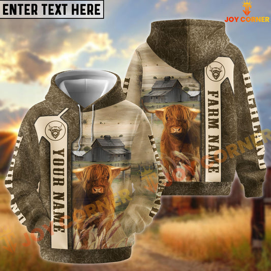 Joycorners Highland Customize Name, Farm Name Unique Pattern Hoodie