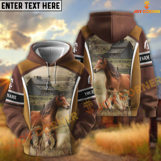 Joycorners Horse Personalized Name and Farm Name Color Mixed 3D Hoodie
