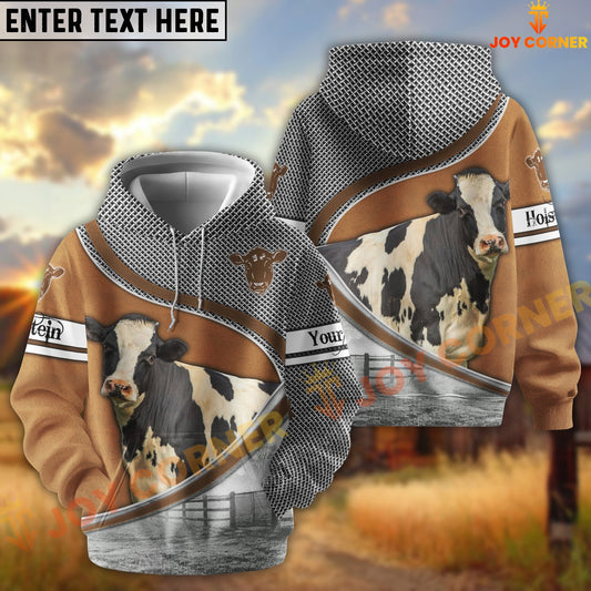 Joycorners Holstein Metal Pattern Personalized Name 3D Hoodie