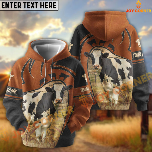Joycorners Holstein Leather Pattern Custom Name, Farm Name 3D Hoodie