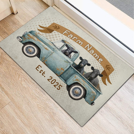Joycorners Welcome to Our Farm Personalized Cow Truck Doormat (12 Cattle Breeds)