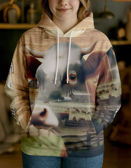 Joycorners Hereford Country Style Ranch Personalized Name, Farm Name Unisex 3D Hoodie