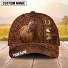 Joycorners Equestrian Tooled Leather Horseshoe Personalized Name 3D Cap (9 breeds)
