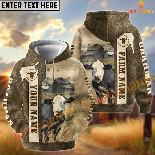 Joycorners Black Baldy Customize Name, Farm Name Unique Pattern Hoodie