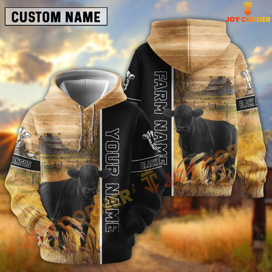 Joycorners Half Black & Farm Black Angus Cattle Personalized Hoodie