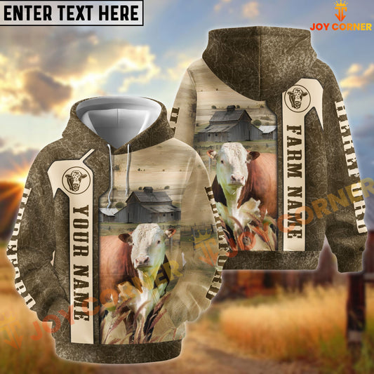 Joycorners Hereford Customize Name, Farm Name Unique Pattern Hoodie
