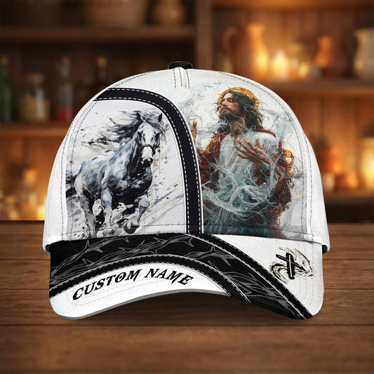 Joycorners Jesus with White Stallion Cap – Christian Strength Western Art