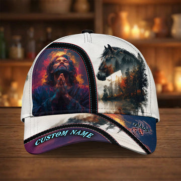 Joycorners Praying Jesus with Wild Horse Cap – Forest Christian Western Art