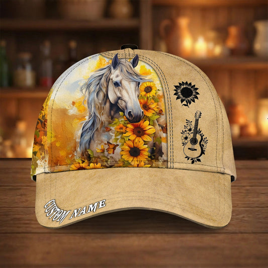 Joycorners Sunflower Horse Lover Cap – Country Western Floral Art Hat