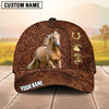Joycorners Equestrian Tooled Leather Horseshoe Personalized Name 3D Cap (9 breeds)