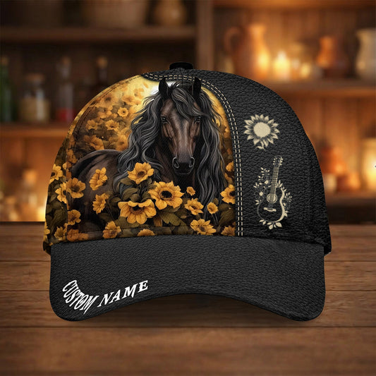 Joycorners Black Horse & Sunflower Cap – Country Farm Western Floral Hat