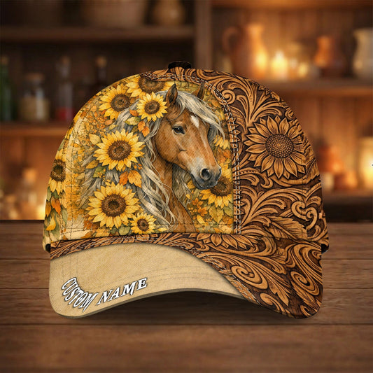 Joycorners Rustic Sunflower Horse Cap – Vintage Western Cowboy Art