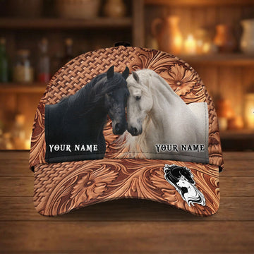 Joycorners Black & White Horse Companions Cap – Rustic Country Western Style