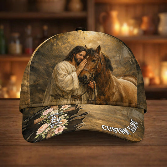 Joycorners Jesus Embracing Horse Cap – Christian Faith Western Artwork