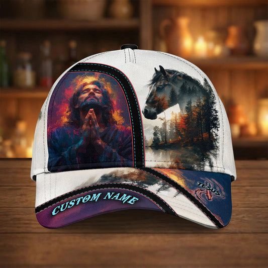 Joycorners Holy Prayer Forest Stallion Cap – Spiritual Christian Horse Art