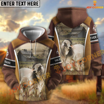 Joycorners Brahman Personalized Name and Farm Name Color Mixed 3D Hoodie