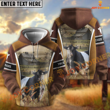 Joycorners Belted Galloway Personalized Name and Farm Name Color Mixed 3D Hoodie