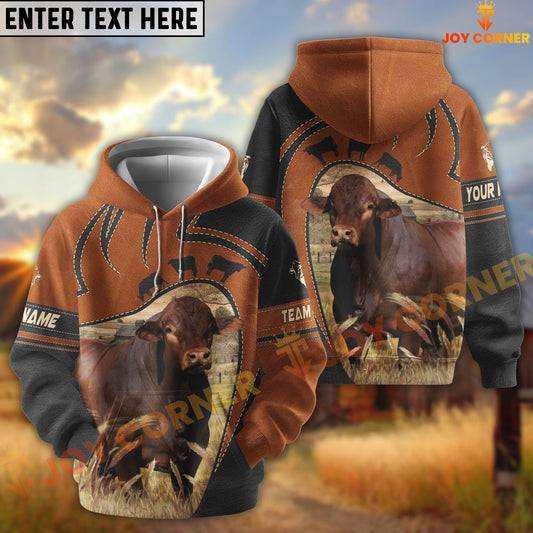 Joycorners Beefmaster Leather Pattern Custom Name, Farm Name 3D Hoodie