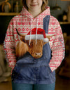 Joycorners Highland Farm Life Merry Christmas Cow Personalized Name, Farm Name Unisex 3D Hoodie