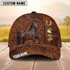 Joycorners Equestrian Tooled Leather Horseshoe Personalized Name 3D Cap (9 breeds)