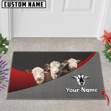 Joycorners Hereford Cattle Metal Pattern Doormat