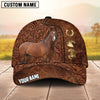 Joycorners Equestrian Tooled Leather Horseshoe Personalized Name 3D Cap (9 breeds)