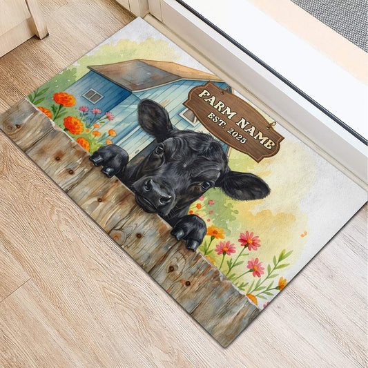 Joycorners Personalized Country Cutie Farm Custom Cow Welcome Mat (10 Cattle Breeds)