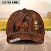 Joycorners Equestrian Tooled Leather Horseshoe Personalized Name 3D Cap (9 breeds)