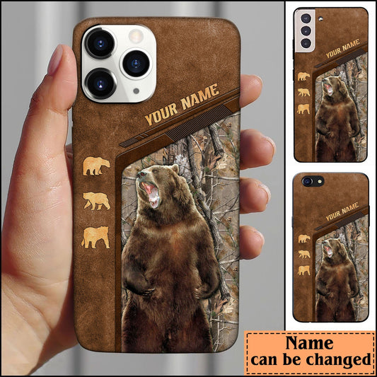 Joycorners Bear Hunting Premium Brown Pattern Personalized Name Phone Case LM0912