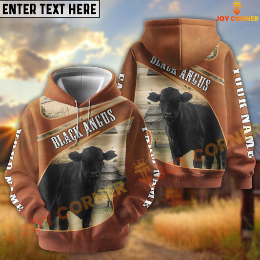 Joycorners Black Angus Customize Name, Farm Name Brown Hoodie