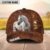 Joycorners Equestrian Tooled Leather Horseshoe Personalized Name 3D Cap (9 breeds)