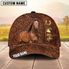 Joycorners Equestrian Tooled Leather Horseshoe Personalized Name 3D Cap (9 breeds)