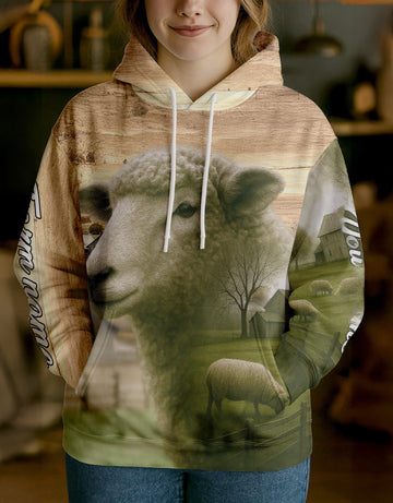Joycorners Sheep Country Style Ranch Personalized Name, Farm Name Unisex 3D Hoodie