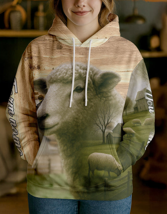 Joycorners Sheep Country Style Ranch Personalized Name, Farm Name Unisex 3D Hoodie