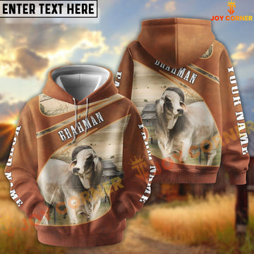 Joycorners Brahman Customize Name, Farm Name Brown Hoodie