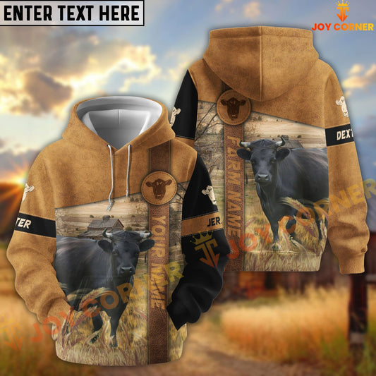 Joycorners Dexter Customize Name, Farm Name Brown Pattern Hoodie