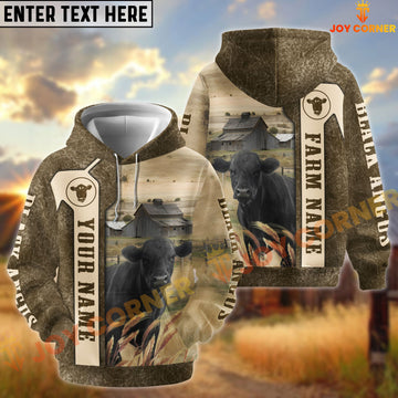 Joycorners Black Angus Customize Name, Farm Name Unique Pattern Hoodie