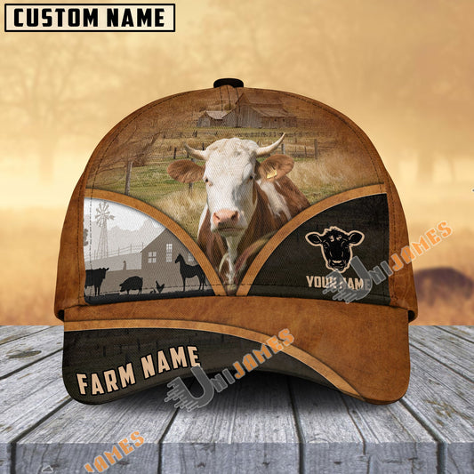 Joycorners Belted Galloway Farm Country Customized Name Brown Leather Pattern Cap